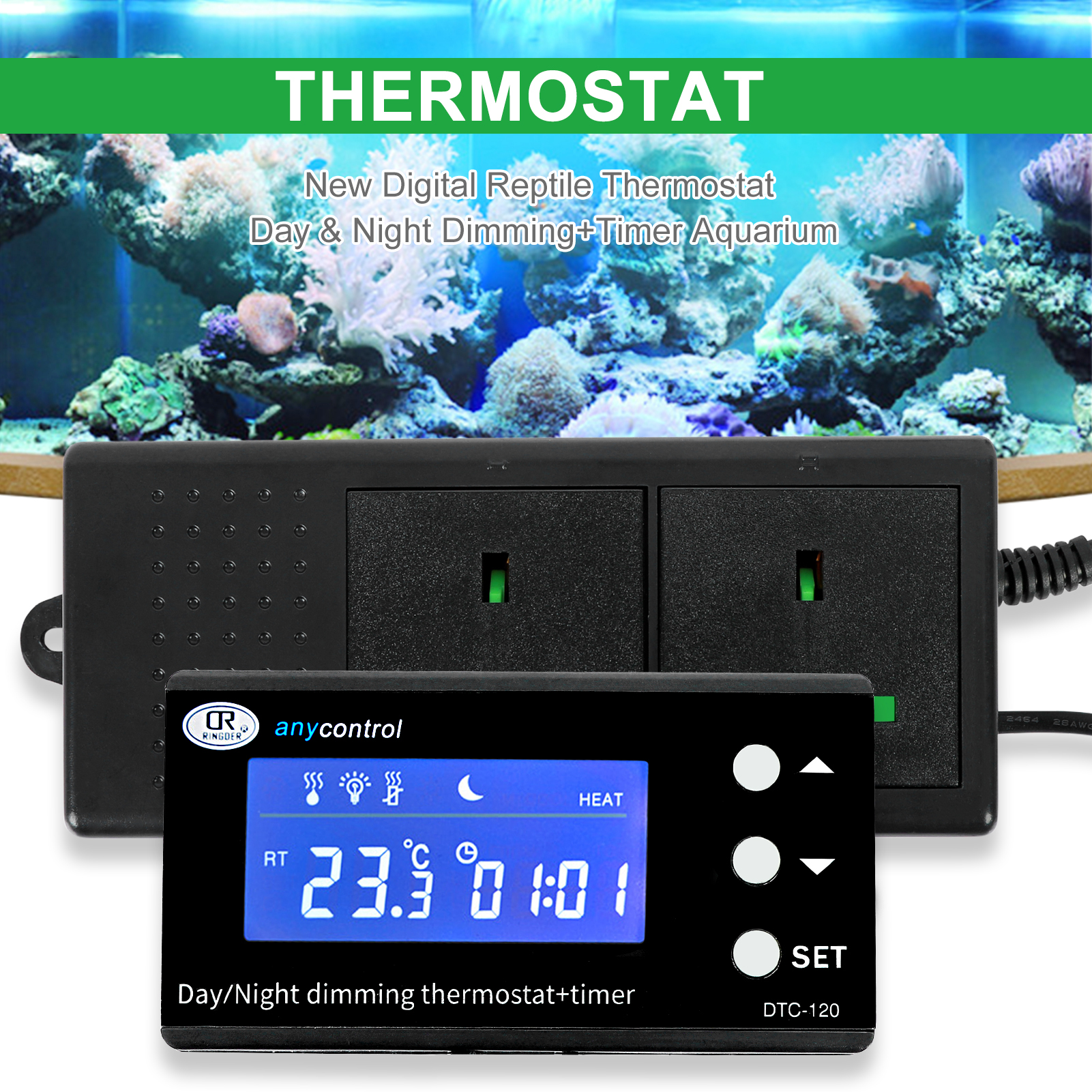 Digital Reptile Thermostat Easy to Use Fast Heating Plug And Play Precise for Lage prijs en hoge kwaliteit